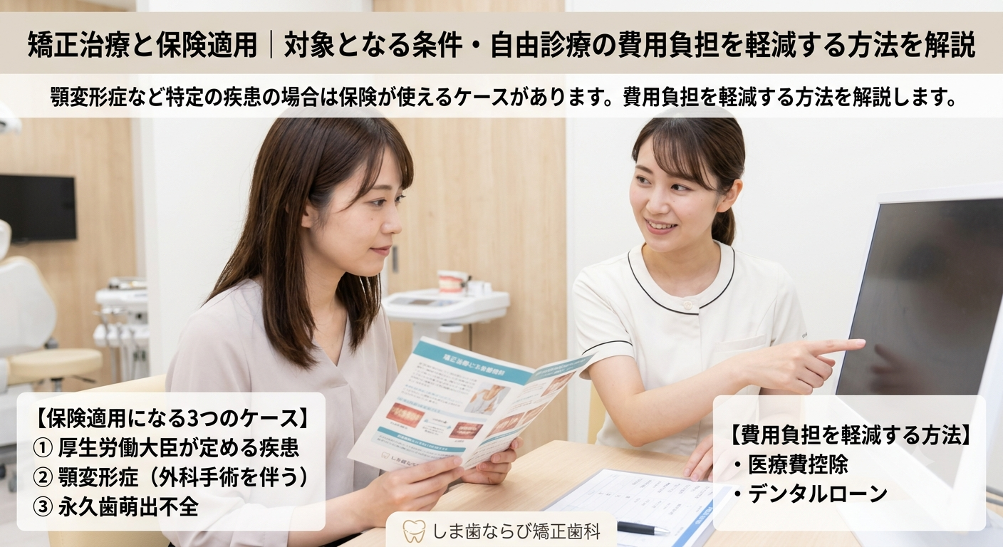 矯正治療の費用と保険適用についての説明イメージ